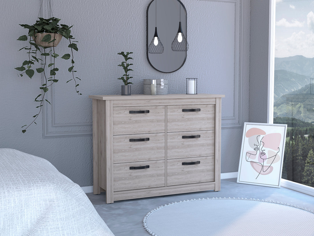 Bellingham 6 Drawer Dresser Light Gray Light Gray Particle Board
