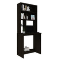 Black Wengue 4 Shelf Computer Desk With Hutch Black Particle Board