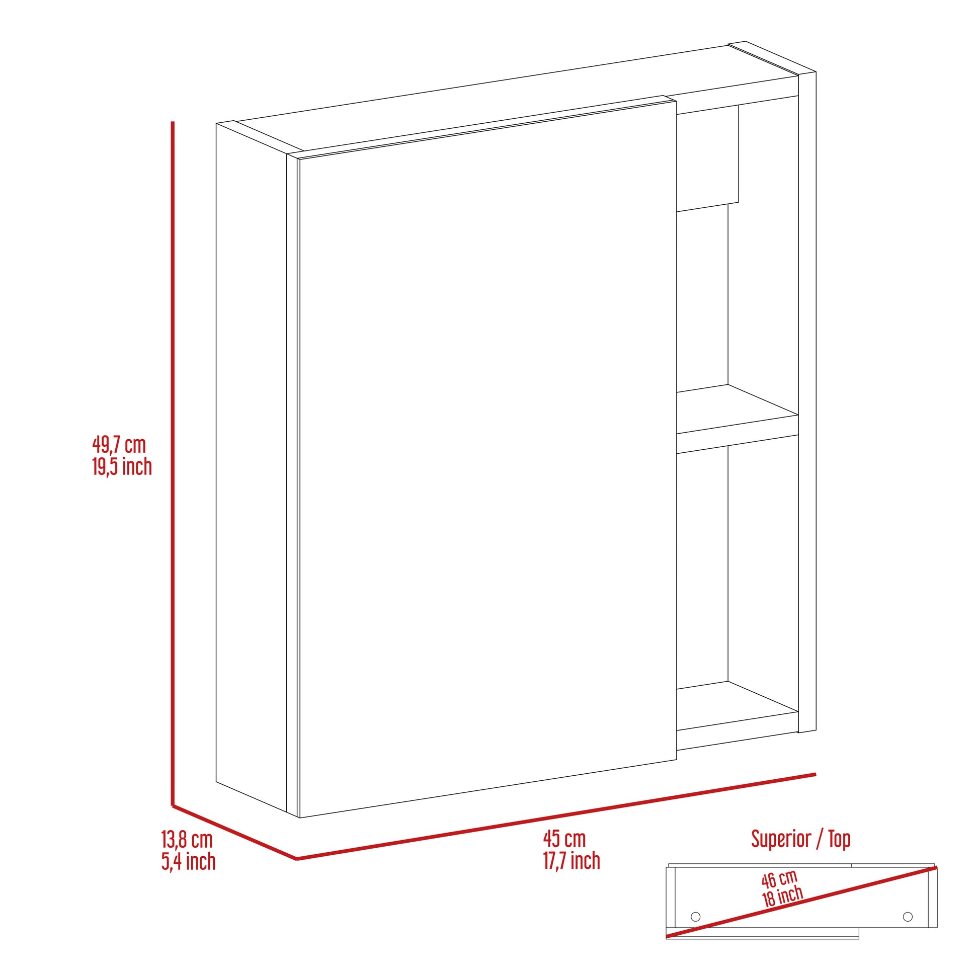 Whirlwind 1 Shelf Rectangle Medicine Cabinet With Mirror White White Particle Board