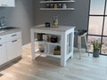 Rockaway 3 Shelf Kitchen Island White And Light Grey White Particle Board