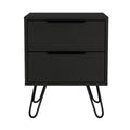 Black Wengue 2 Drawer Rectangle Nightstand Black Particle Board