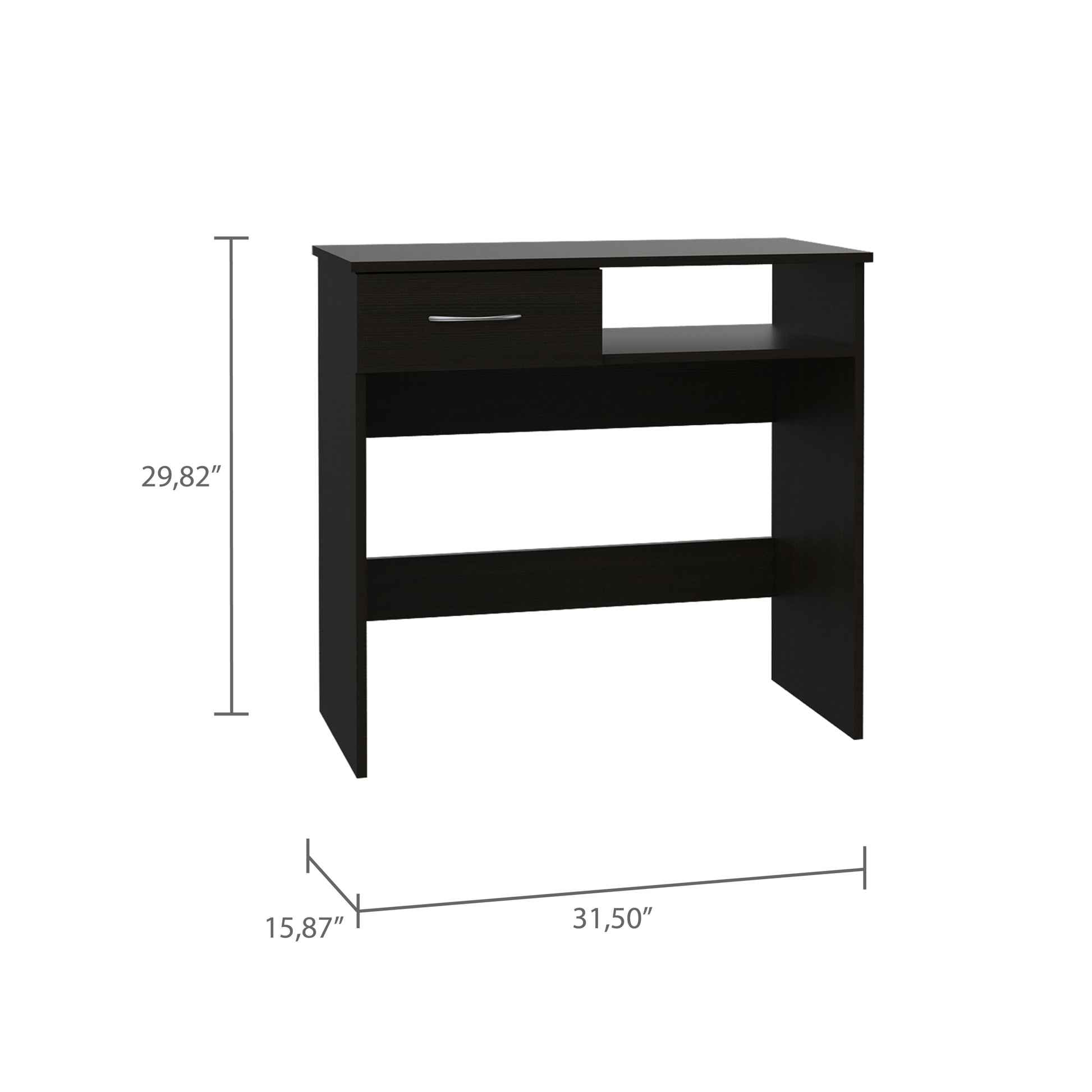 Nottingham 2 Piece 7 Shelf 1 Drawer Home Office Set Black Wengue Black Particle Board