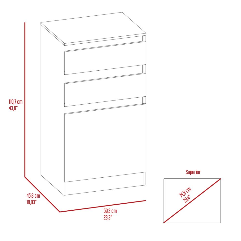 Cassel 2 Drawer Dresser Dark Walnut Brown Particle Board