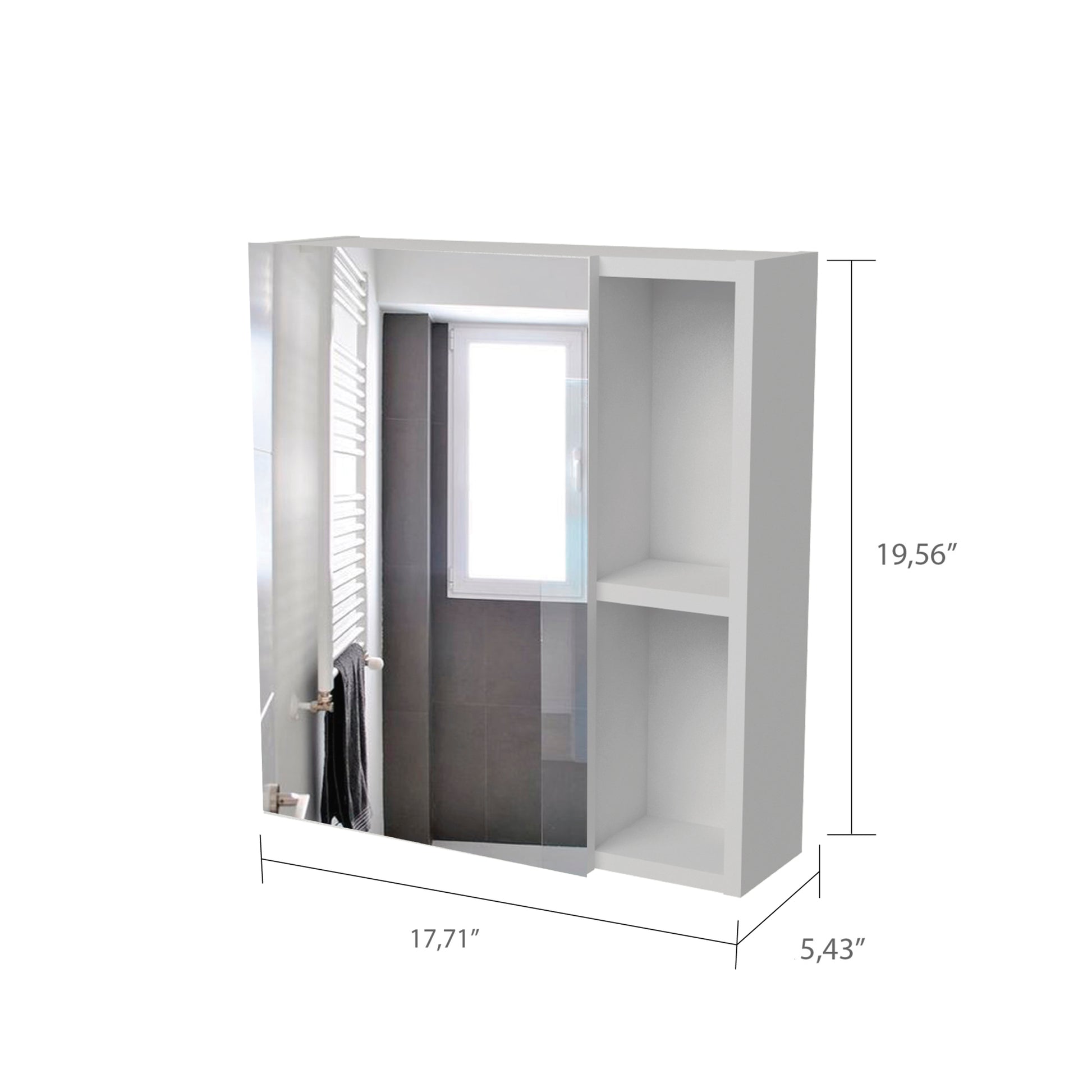 Whirlwind 1 Shelf Rectangle Medicine Cabinet With Mirror White White Particle Board