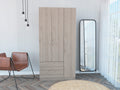 Rowaton 2 Drawer 3 Door Armoire Light Gray Light Gray Particle Board