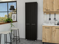 Nalani Rectangle Pantry Cabinet Black Wengue Black Particle Board