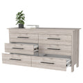 Southington 6 Drawer Rectangle Dresser Light Gray Light Gray Particle Board