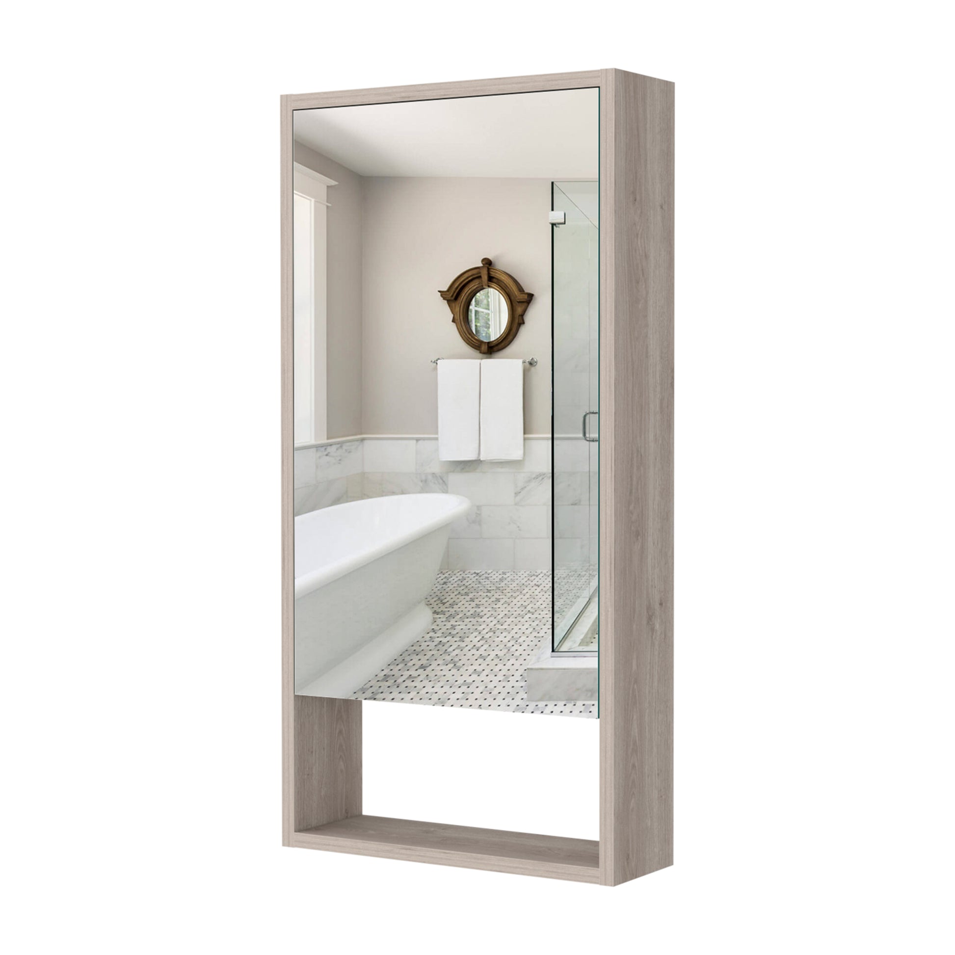 Burlington Rectangle Medicine Cabinet With Mirror Light Grey Light Gray Particle Board