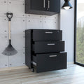 Medford 3 Drawer Rectangle Chest With Caster Black Wengue Black Particle Board