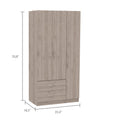 Rowaton 2 Drawer 3 Door Armoire Light Gray Light Gray Particle Board