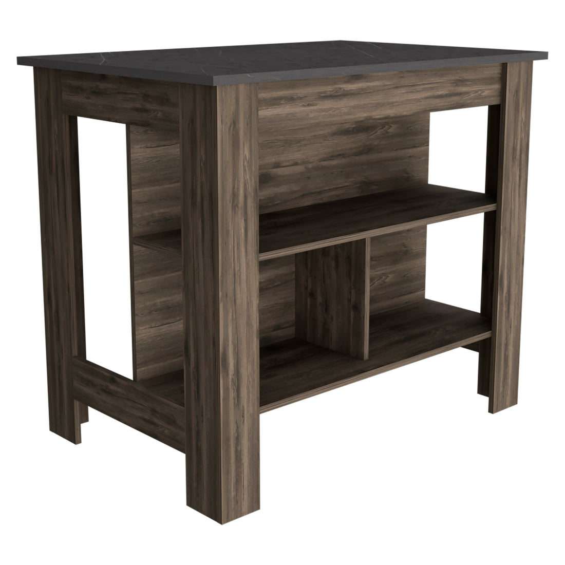 Rockaway 3 Shelf Kitchen Island Dark Brown And Onix Brown Particle Board