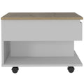 White And Light Oak 1 Drawer 1 Shelf Lift Top Coffee Table White Particle Board