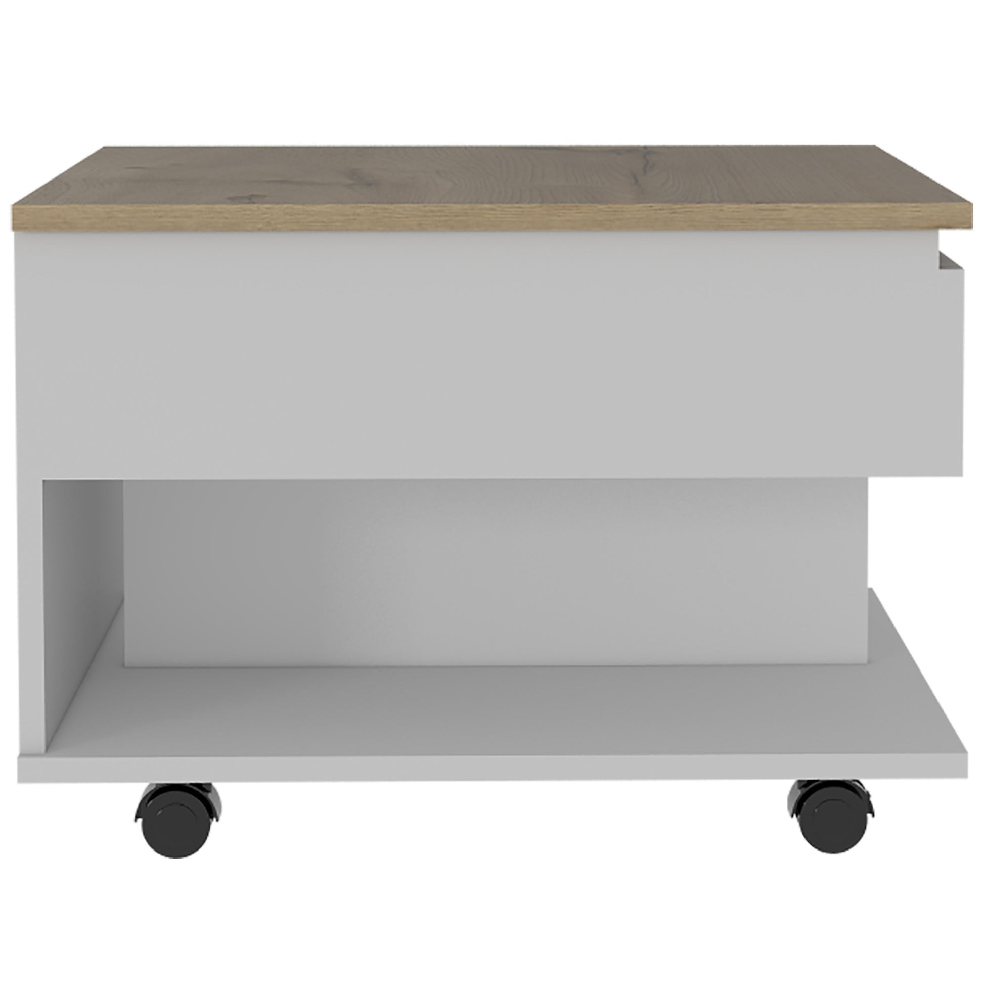 White And Light Oak 1 Drawer 1 Shelf Lift Top Coffee Table White Particle Board