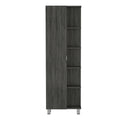 Smokey Oak 5 Shelf Linen Cabinet Gray Particle Board