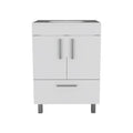 White 2 Door Rectangle Single Bathroom Vanity White Particle Board