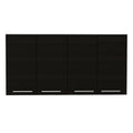 Stockton Rectangle Four Swing Doors Wall Cabinet Black Wengue Black Particle Board