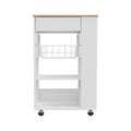 White And Light Oak 5 Shelf 1 Drawer Kitchen Cart White Particle Board