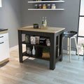 Rockaway 3 Shelf Kitchen Island Black Wengue And Light Oak Black Particle Board