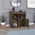 Dark Walnut 6 Bottle 2 Shelf Bar Cabinet Brown Particle Board