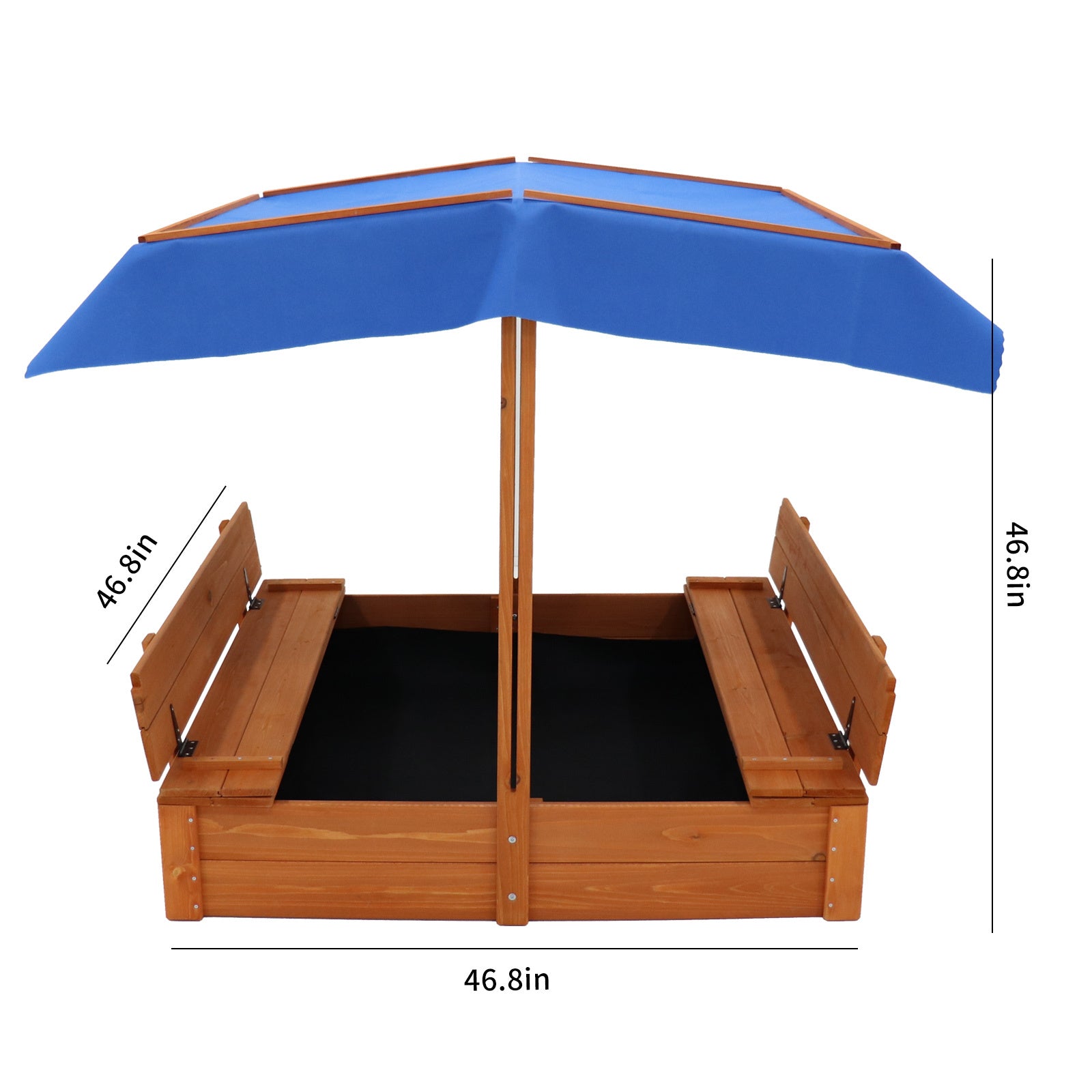 Wood Sandbox With Cover, Sand Box With 2 Bench Seats For Aged 3 8 Years Old, Sand Boxes For Backyard Garden, Sand Pit For Beach Patio Outdoor Natural Wood Brown Solid Wood