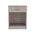 Light Grey 1 Drawer 1 Shelf Nightstand Light Gray Particle Board