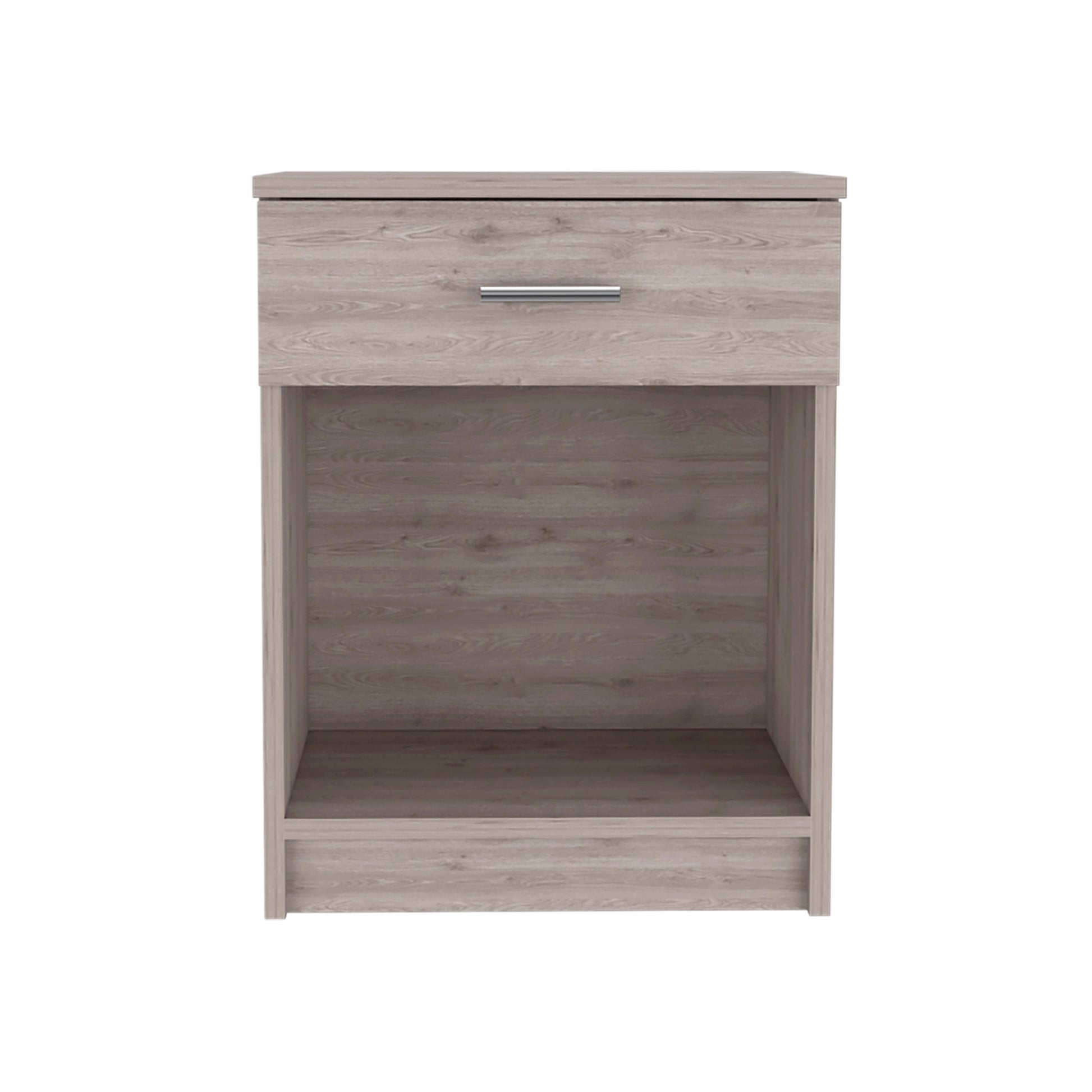 Light Grey 1 Drawer 1 Shelf Nightstand Light Gray Particle Board