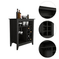 Canaan 6 Bottle 1 Drawer 1 Shelf Bar Cabinet Black Wengue Black Particle Board