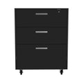 Medford 3 Drawer Rectangle Chest With Caster Black Wengue Black Particle Board