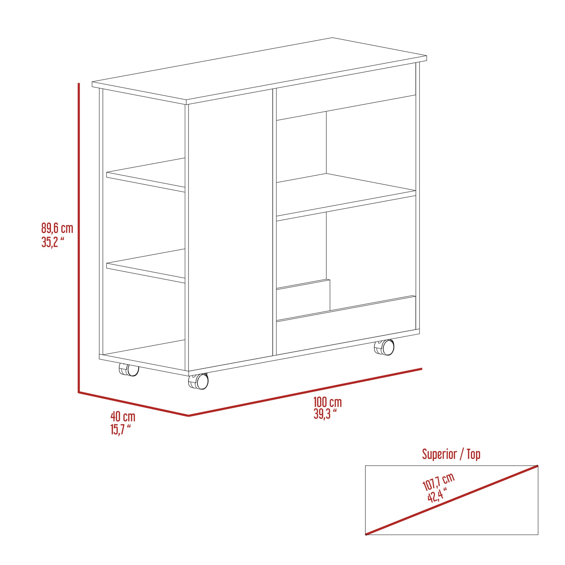 Holmeson 5 Shelf Kitchen Cart With Caster White And Dark Brown White Particle Board