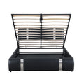 Queen Size Upholstered Faux Leather Platform Bed With A Hydraulic Storage System, Black Black Technical Leather