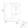 White 2 Door Rectangle Single Bathroom Vanity White Particle Board