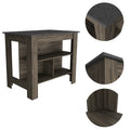 Rockaway 3 Shelf Kitchen Island Dark Brown And Onix Brown Particle Board