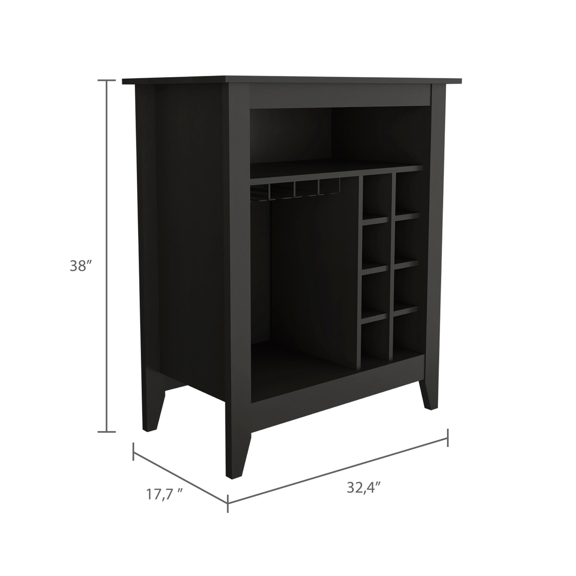 Canaan 6 Bottle 1 Drawer 1 Shelf Bar Cabinet Black Wengue Black Particle Board