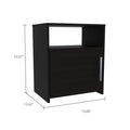 Black Wengue 1 Shelf Nightstand Black Particle Board