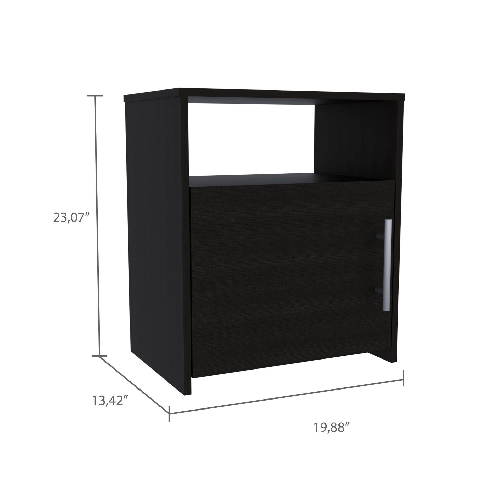 Black Wengue 1 Shelf Nightstand Black Particle Board