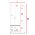 Rowaton 2 Drawer 3 Door Armoire Light Gray Light Gray Particle Board