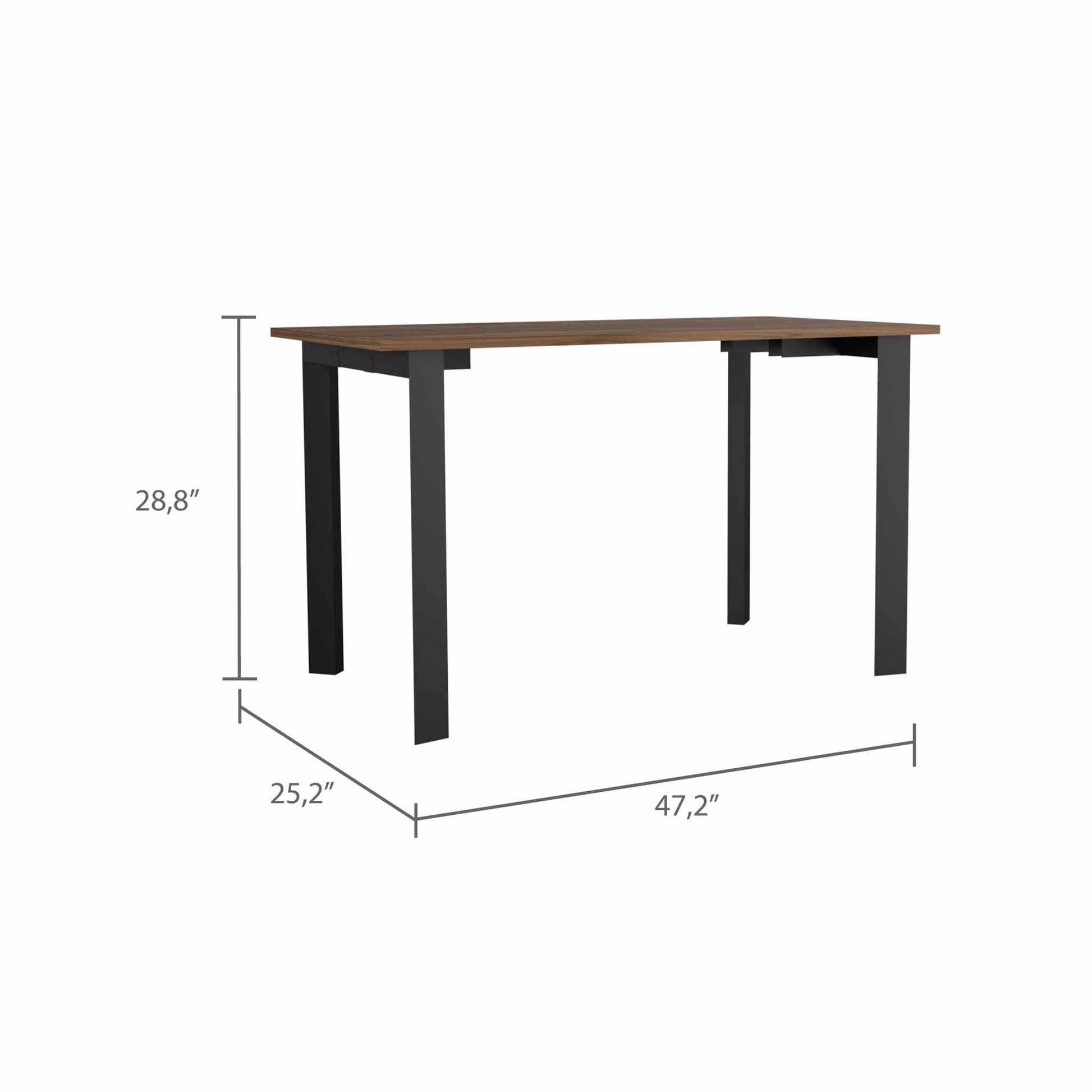 Mahogany Rectangle Writing Desk With Steel Legs Brown Particle Board