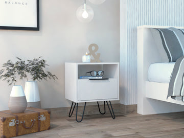 White Creek 1 Shelf 1 Drawer Nightstand White Particle Board