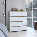 Lynbrook 4 Drawer Dresser White And Light Oak White Particle Board