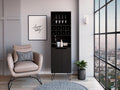 Thorndike 8 Bottle 2 Shelf Bar Cabinet Black Wengue Black Particle Board