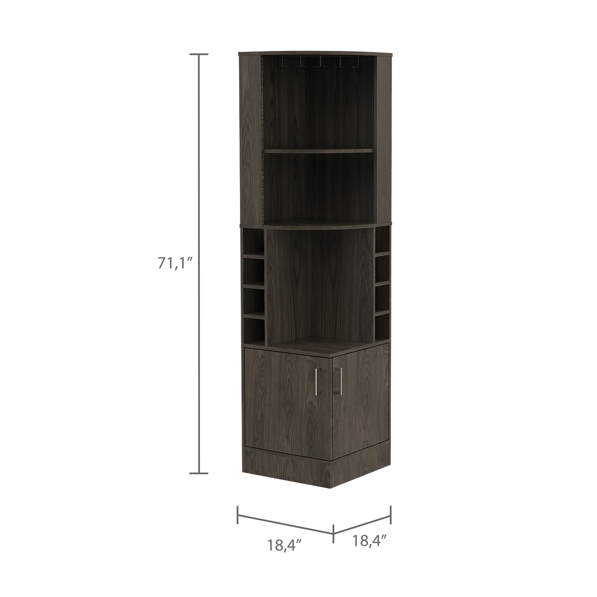 Dark Walnut 8 Bottle 2 Shelf Bar Cabinet Freestanding 5 Or More Shelves Brown Primary Living Space Shelves Included Particle Board