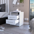 Rowley 2 Drawer 1 Shelf Rectangle Nightstand White White Particle Board