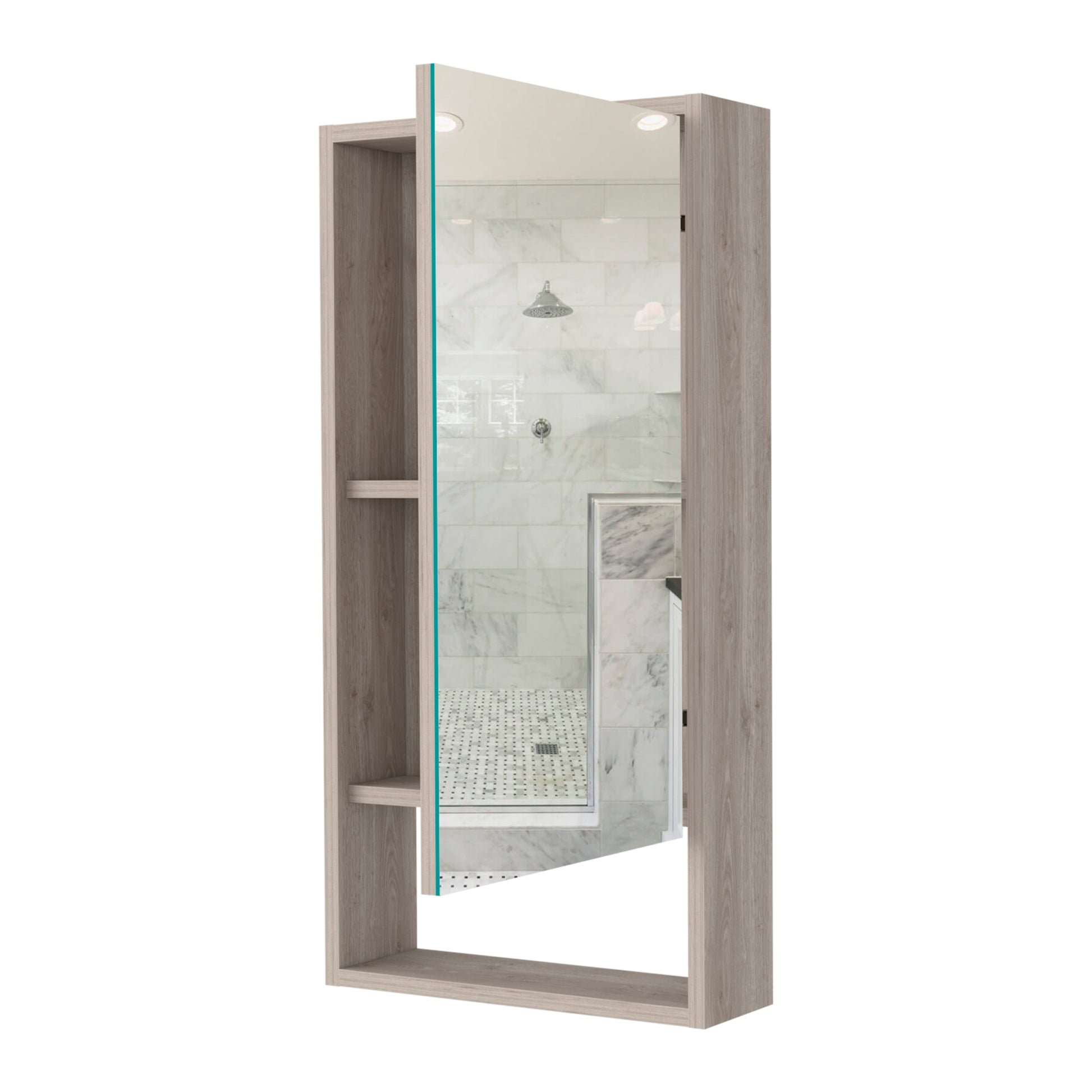 Burlington Rectangle Medicine Cabinet With Mirror Light Grey Light Gray Particle Board