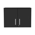 Black Wengue 2 Door Rectangle Wall Cabinet Black Particle Board