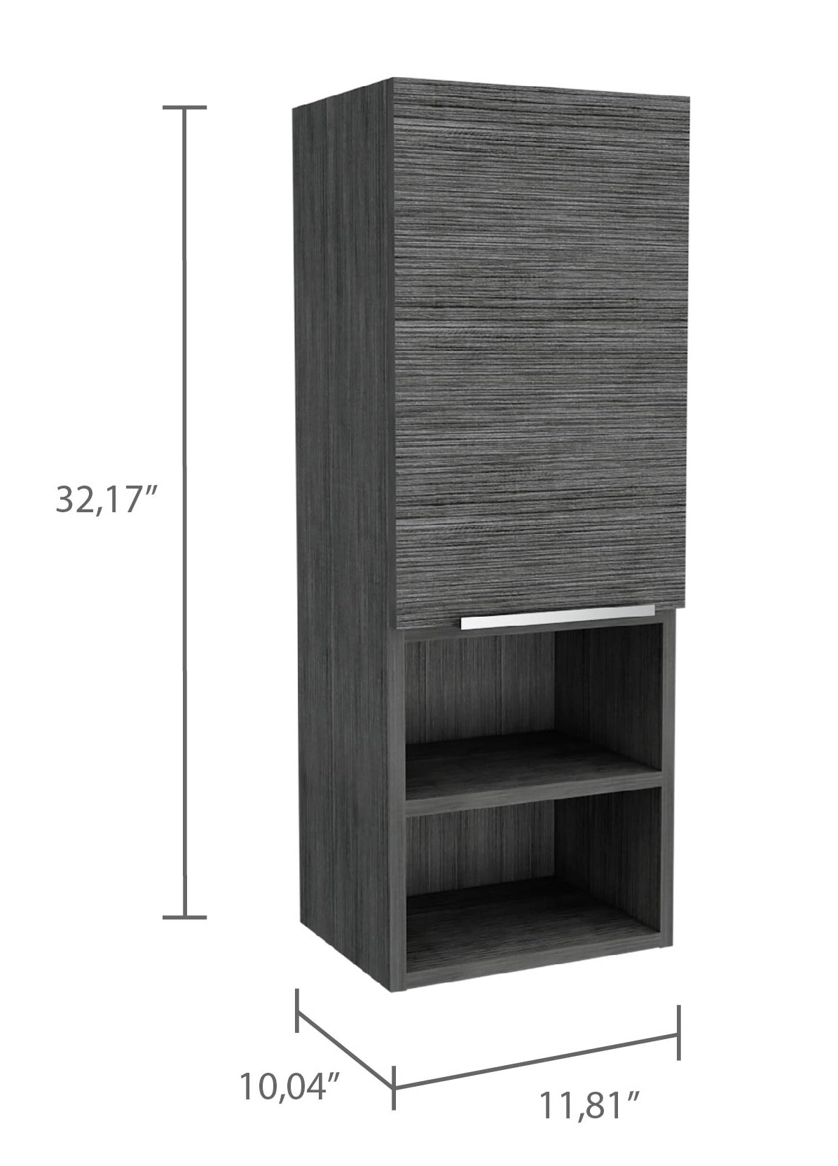 Smokey Oak Rectangle 2 Shelf Medicine Cabinet Gray Particle Board