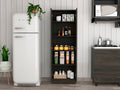 Buxton Rectangle 2 Door Storage Tall Cabinet Carbon Espresso And Black Wengue Brown Particle Board