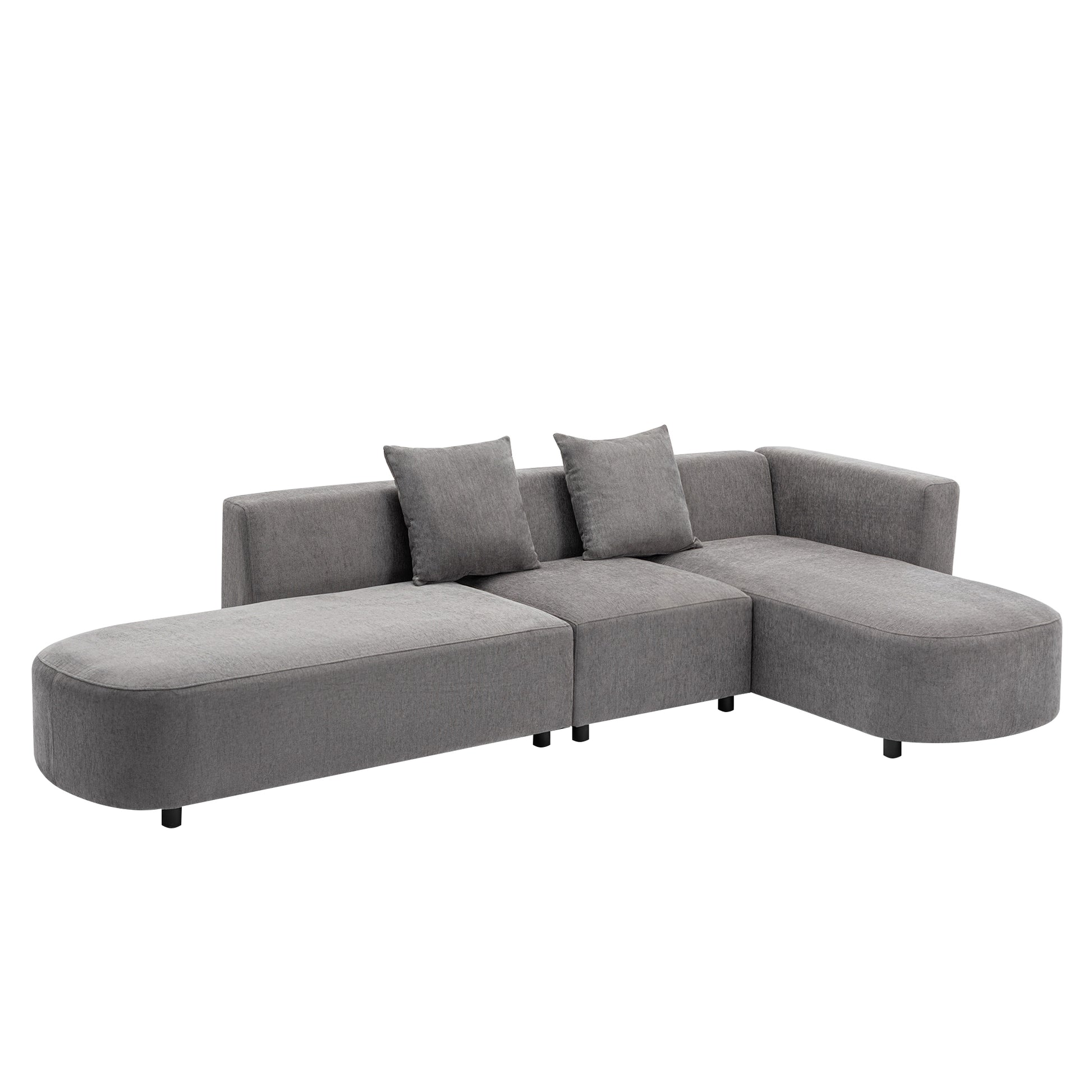 Luxury Modern Style Living Room Upholstery Sofa Gray Chenille