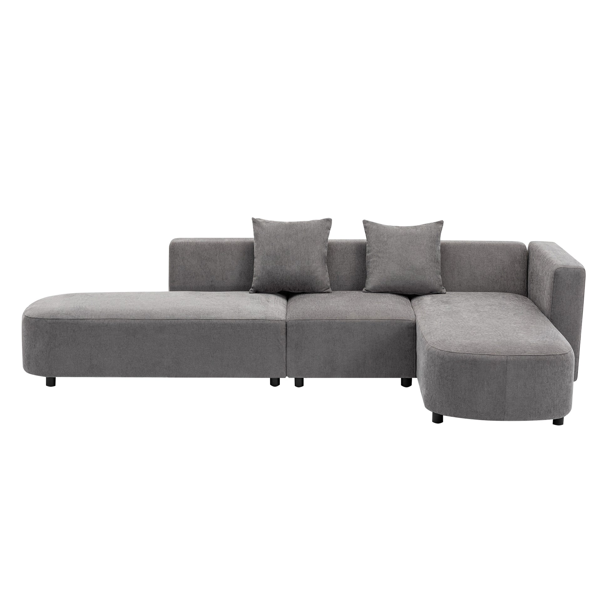 Luxury Modern Style Living Room Upholstery Sofa Gray Chenille