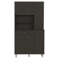 Tigard 1 Shelf 1 Drawer Pantry Cabinet Black Wengue Black Particle Board