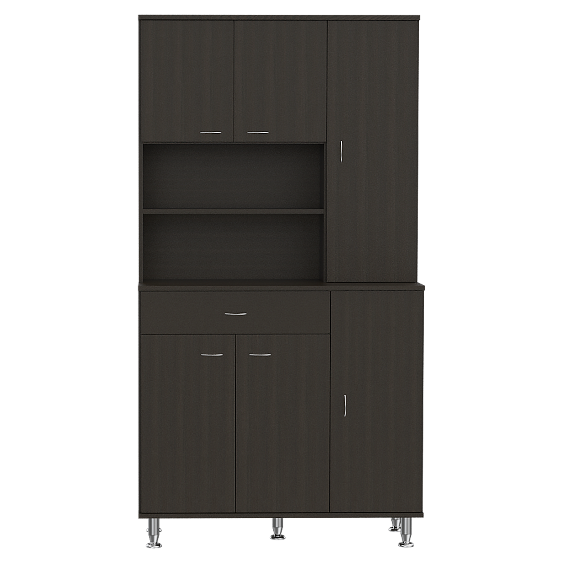 Tigard 1 Shelf 1 Drawer Pantry Cabinet Black Wengue Black Particle Board